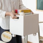 Book Storage Box with Under-Table Roller, Large Capacity Fabric Organizer Basket for Office and Home Use